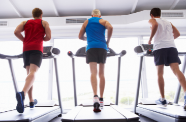 Men running on treadmill